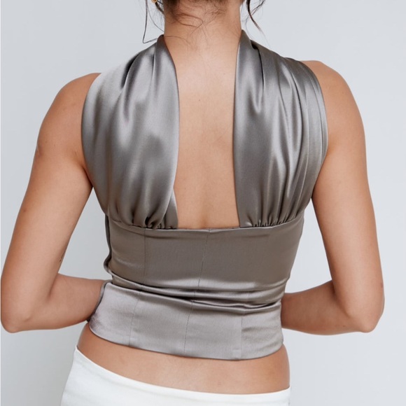 Mixedgals TUBE HALTER SILK TOP - Picture 3 of 16